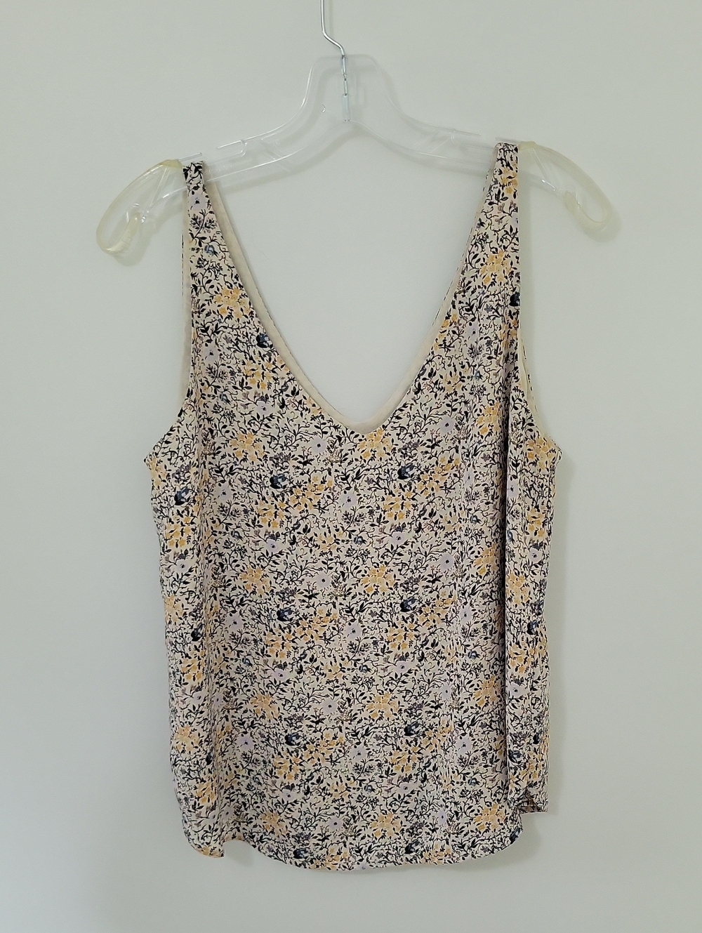 LOFT Floral V-Neck Flowy Tank Top, Size Medium